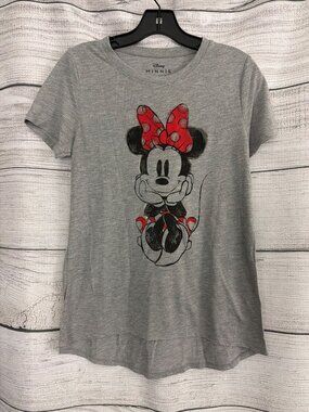 Disney Minnie Mouse Gray Graphic T-Shirt Size S